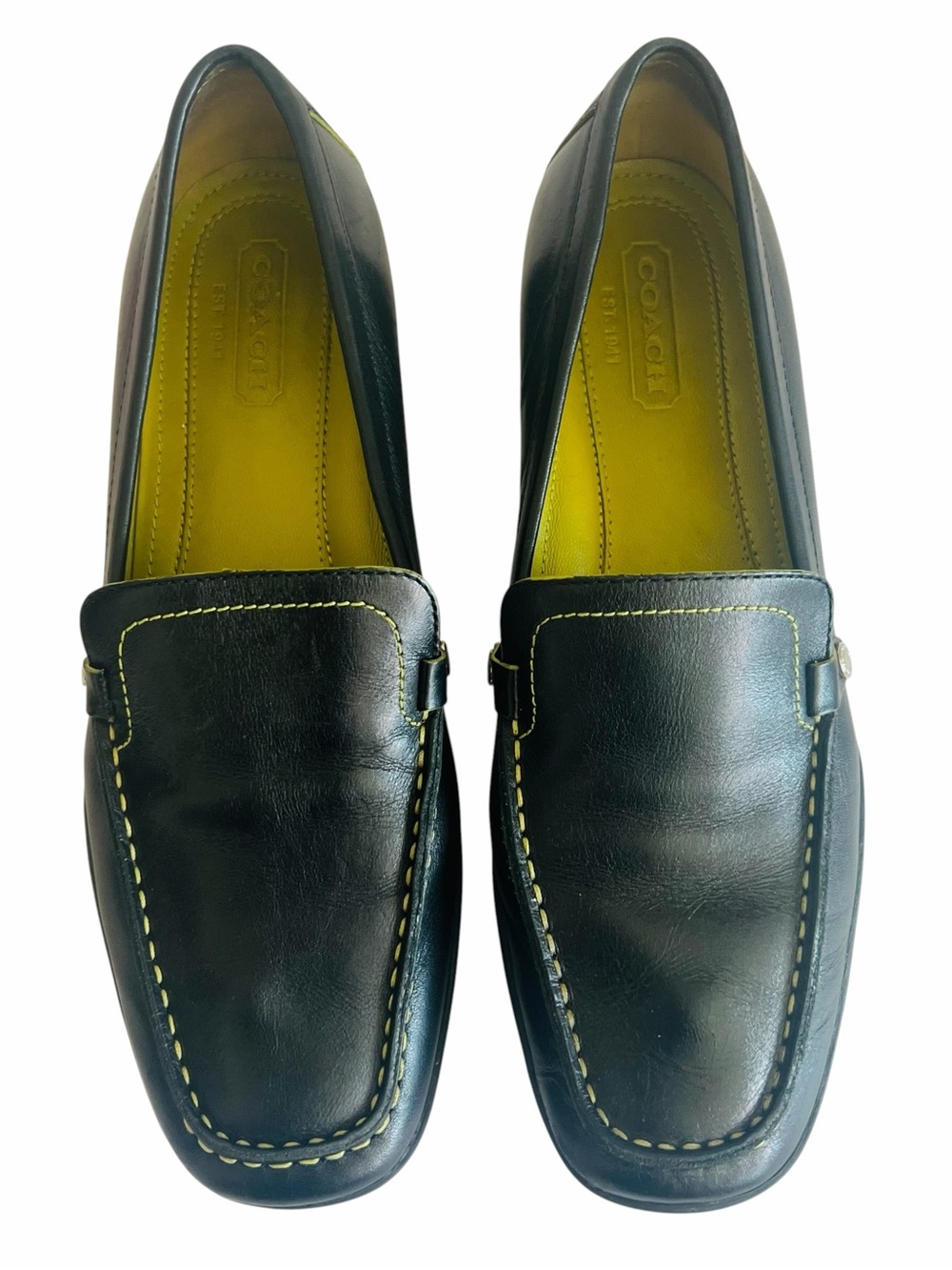 Coach DAISY Loafer Flat Women' Black Leather Slip-On Driving Moc Shoes